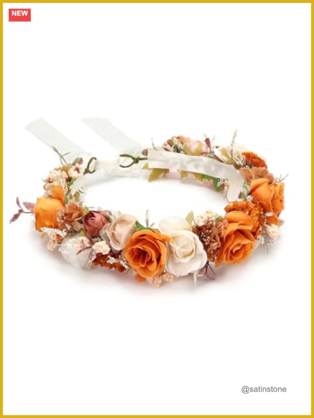 Adjustable Handmade Silk Flower Crown Headband Tie Back Girls